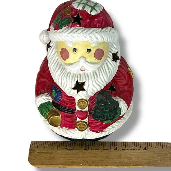 Vintage Santa Clause Roly Poly Holiday Candle Holder Red White 1990 Collectible - Picture 9 of 16